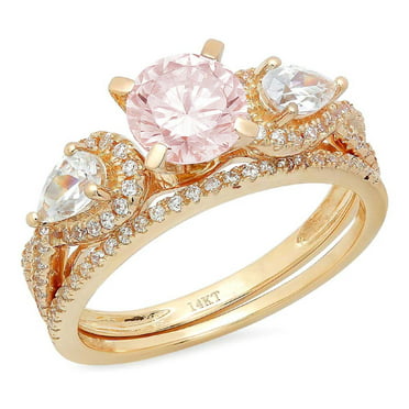 Details about   14K Rose Gold Over 1.99Ct Round Diamond Women's Bridal Set Engagement Band Rings